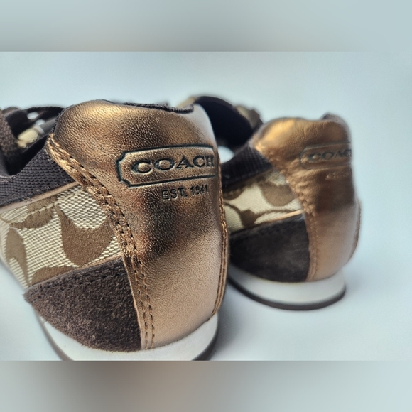 Coach Hilary Khaki Brown Signature C Sneaker Womens Size 8.5 Designer Sneakers - Picture 7 of 12